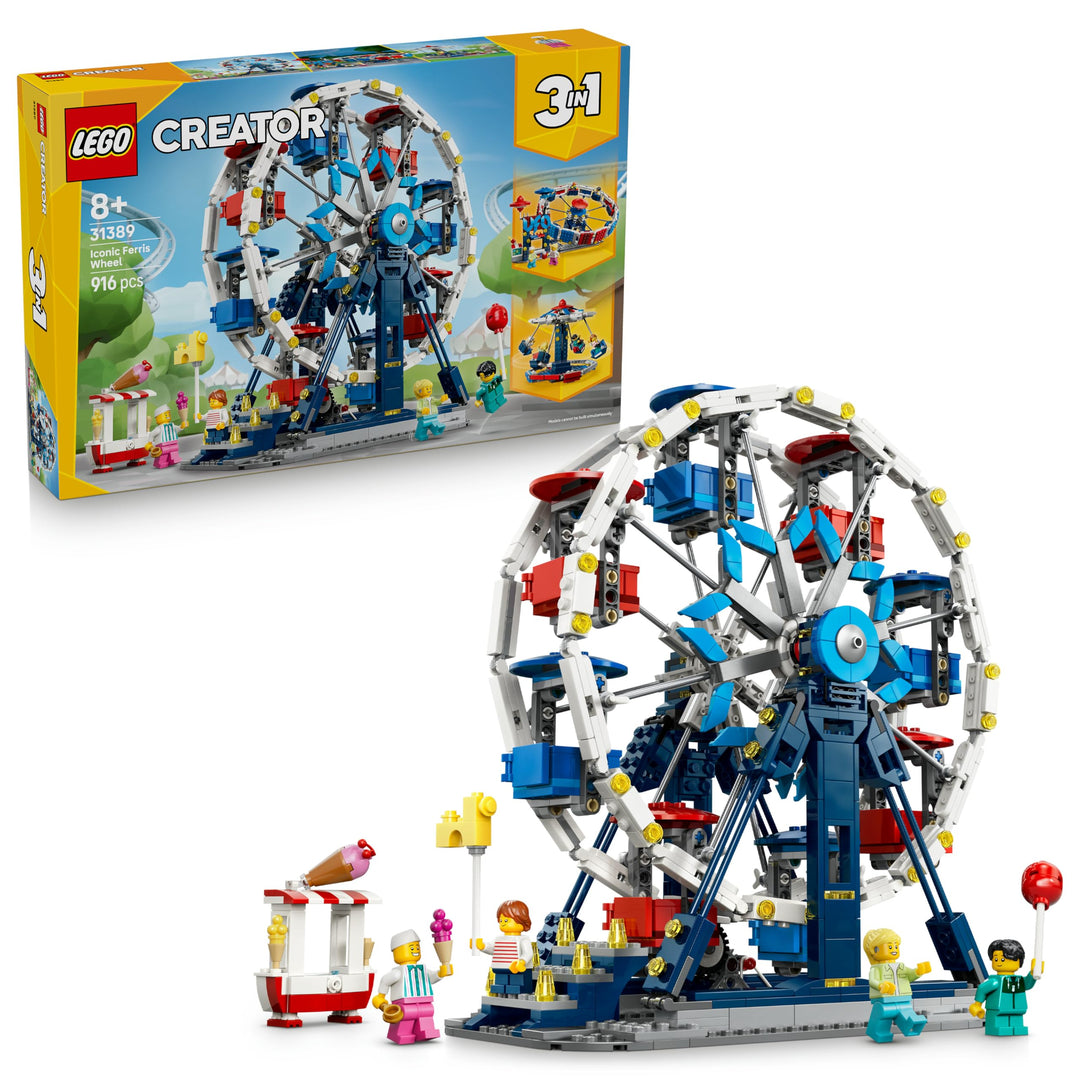 LEGO Creator 3-in-1-Set Legendäres Riesenrad - Spielzeug mit 3 Bauoptionen: Riesenrad, UFO-Fahrgesch