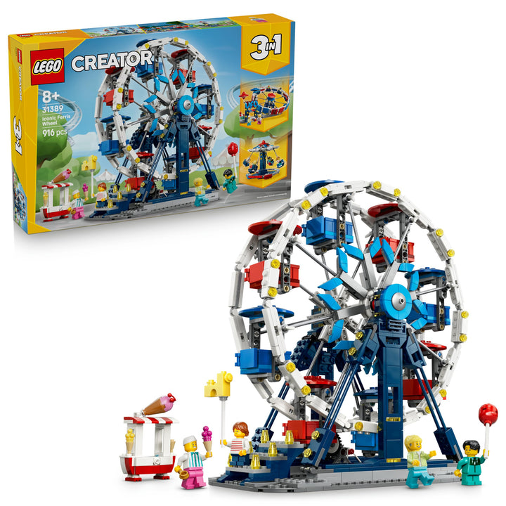 LEGO Creator 3-in-1-Set Legendäres Riesenrad - Spielzeug mit 3 Bauoptionen: Riesenrad, UFO-Fahrgesch