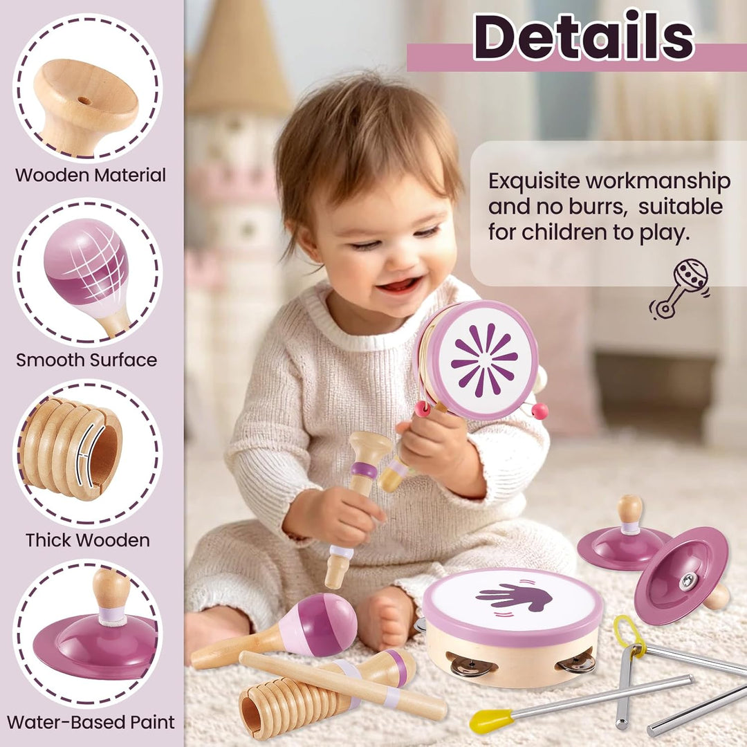 BUYGER Percussion Instrumente für Kinder, Baby Montessori Musikspielzeug aus Holz, Musikinstrumente