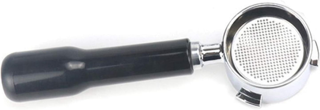 Fenteer Kaffee Bodenloser Siebträger für Kaffee 51mm Ersatz, Schwarzer Kunststoffgriff, 51 x 225 x 3