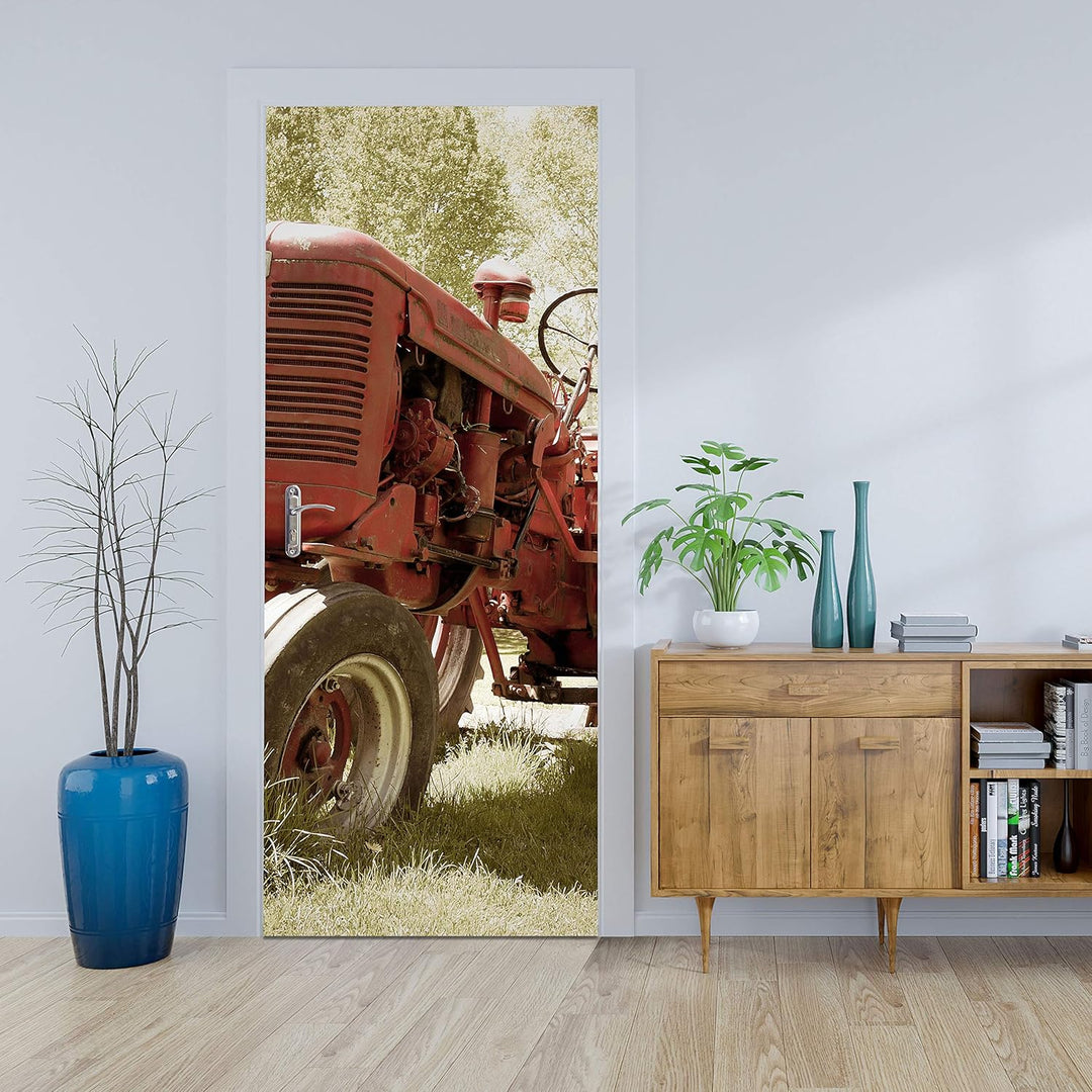 wandmotiv24 Türtapete Alter Traktor 80 x 200cm (B x H) - Dekorfolie selbstklebend Sticker für Türen,