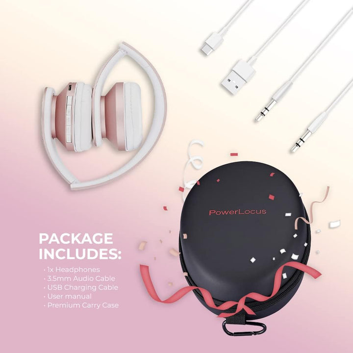 PowerLocus Bluetooth Kopfhörer, Over Ear, Faltbare HiFi-Stereo-Kopfhörer mit tiefen Bässen, Micro SD