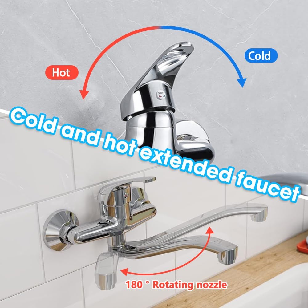 Wasserhahn Wandmontage, 360° Drehbar Wasserhahn Küche Wandarmatur, Mischbatterie Küchenspüle, Wand-S