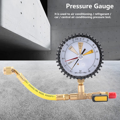 Artillery Klimaanlage Manometer,1/4 SAE Inch Klimaanlagen Kühlung Stickstoffdrucktest Manometer,80mm