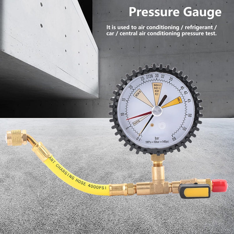 Artillery Klimaanlage Manometer,1/4 SAE Inch Klimaanlagen Kühlung Stickstoffdrucktest Manometer,80mm