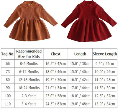 FYMNSI Kinder Baby Mädchen Strick Pullover Kleid Herbst Winter Warm Langarm Strickkleid Gestrickte P