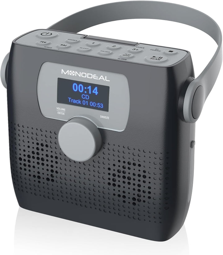 NEU 2024 Tragbarer CD Player mit Radio FM, MONODEAL Bluetooth Boombox CD Player mit Lautsprecher, Wi