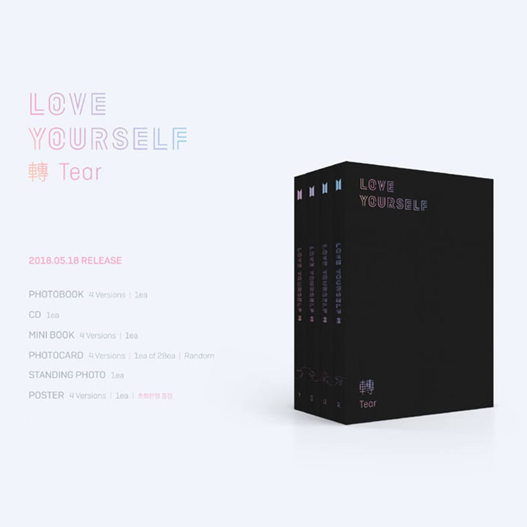 BTS 3rd Album - LOVE YOURSELF 轉 TEAR [ Y ver. ] CD + Photobook + Mini Book + Photocard + Standing Ph