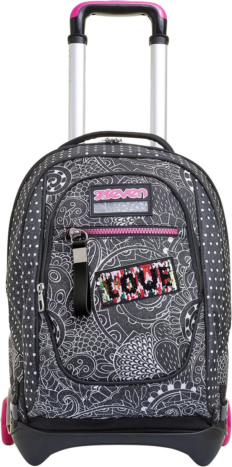 Seven TROLLEY Rucksack mit Trolleyfunktion, 3 in 1, Schulranzen mit Rollen, Abnehmbarer Rucksack, ab