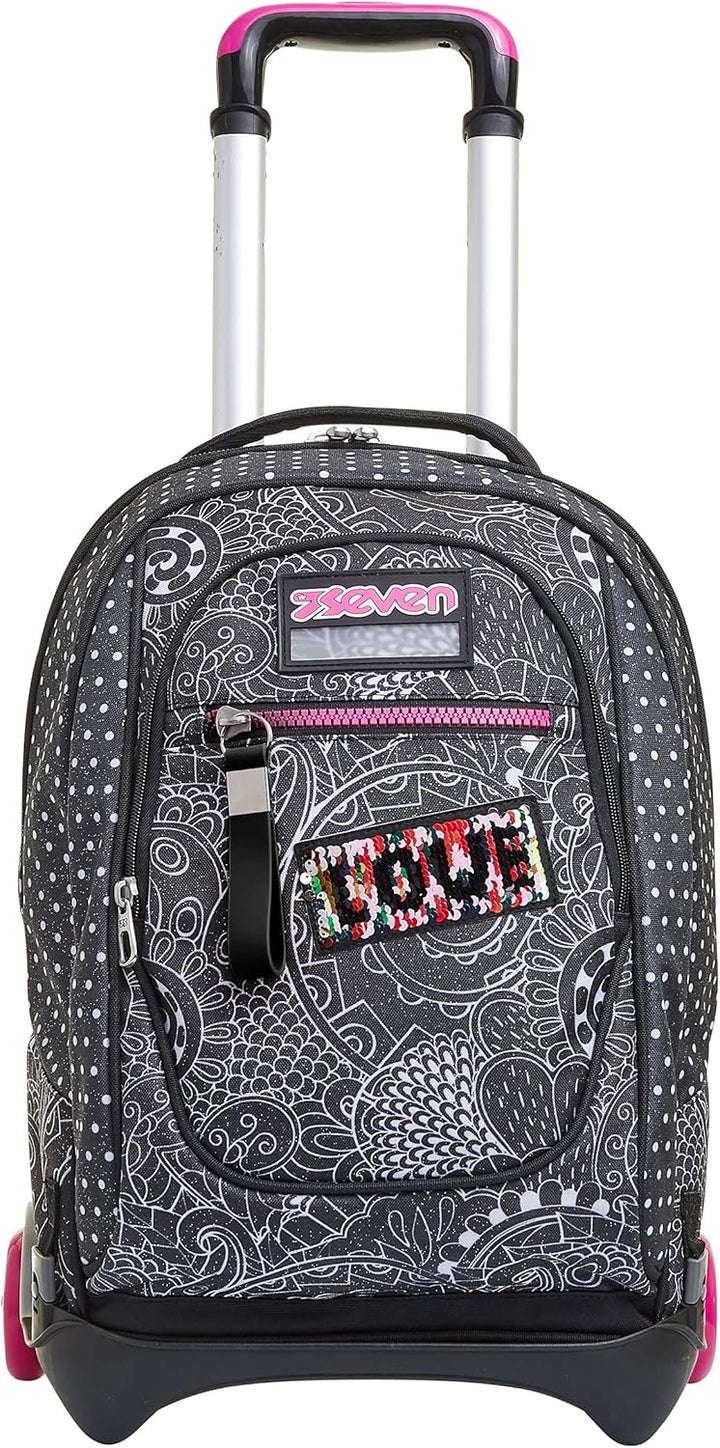 Seven TROLLEY Rucksack mit Trolleyfunktion, 3 in 1, Schulranzen mit Rollen, Abnehmbarer Rucksack, ab