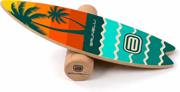 Brunelli Balance Board Holz Komplettset - Balanceboard mit Rolle & Halbkugel Gleichgewicht Core Trai