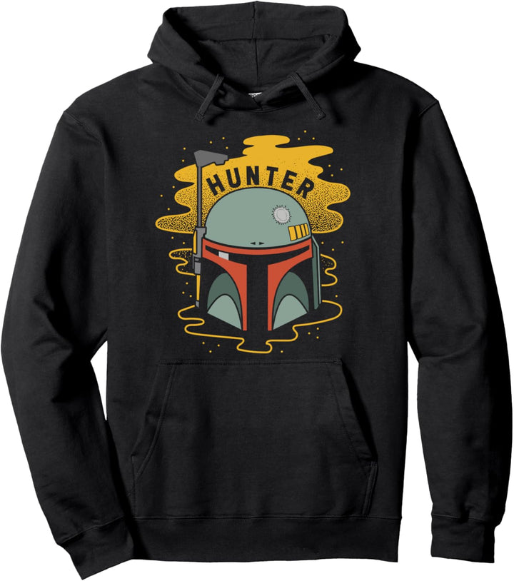 Star Wars Boba Fett Cartoon Hunter Helmet Portrait Pullover Hoodie