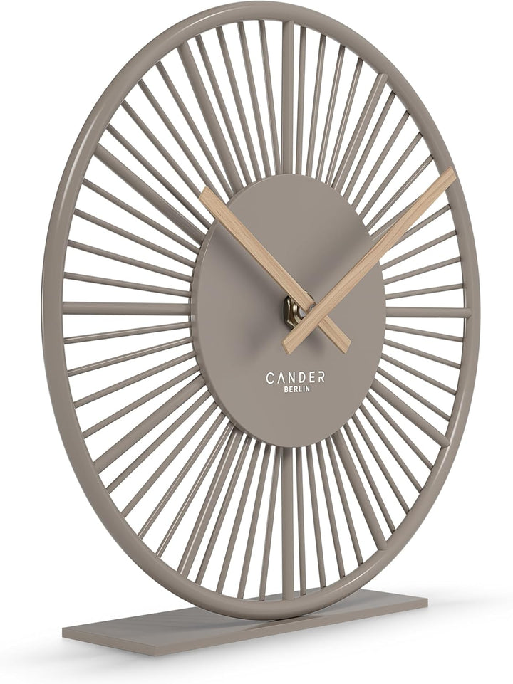 Cander Berlin GILORA Tischuhr lautlos 18 cm Metall Holzzeiger ohne Tickgeräusche modern Wohnzimmer K