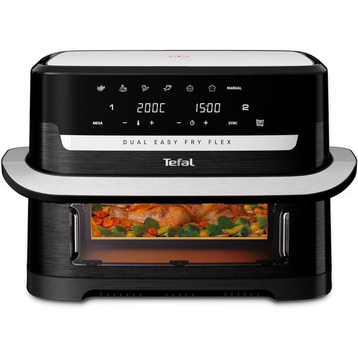 Tefal Dual Easy Fry Flex Heissluftfritteuse 9L – Airfryer mit 2 Kammern & GiantZone, FlexCook-Trennw