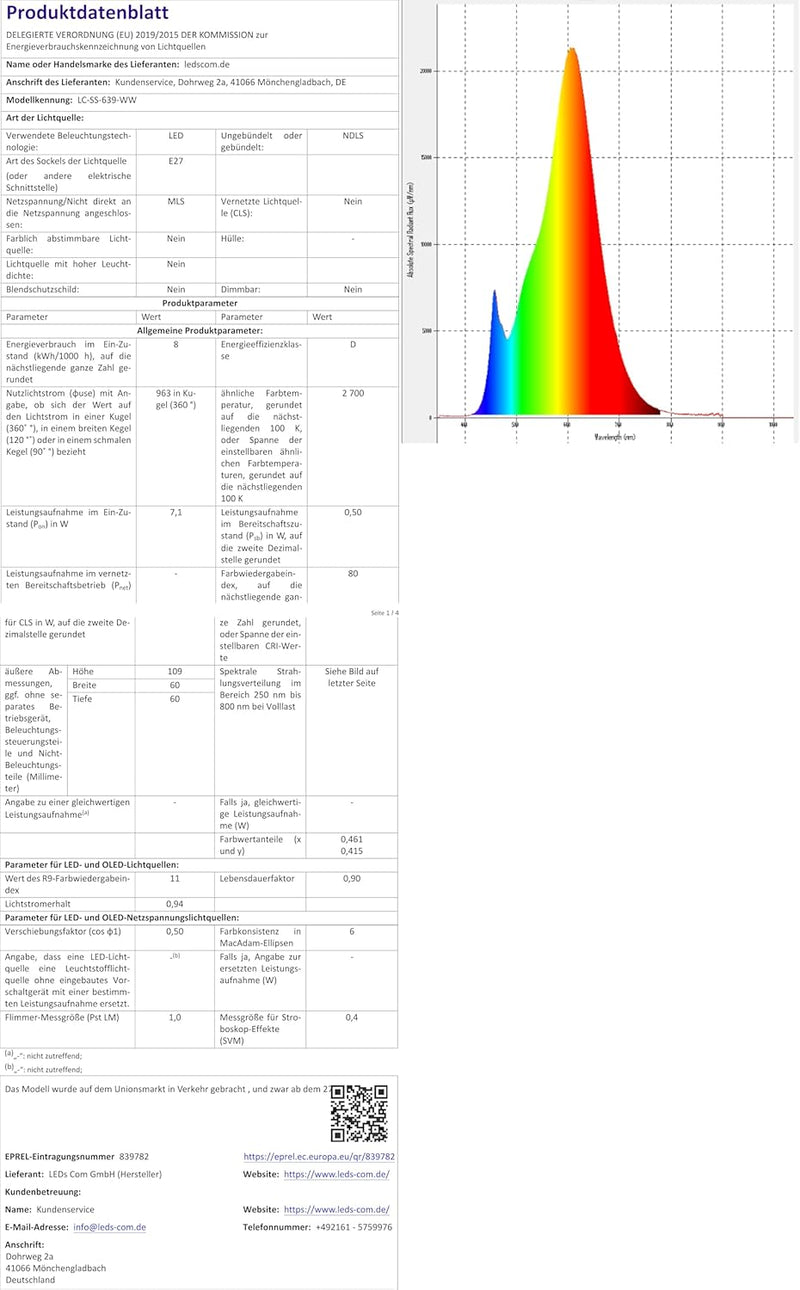 ledscom.de Pollerleuchte PORU schwarz Erdspiess für aussen, Edelstahl rund 38,5cm + LED Lampe 6,96W