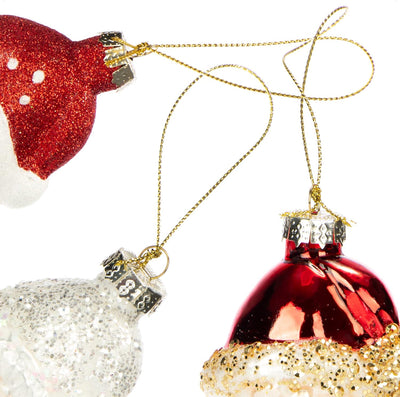 com-four® 3X Premium Christbaumschmuck - Weihnachtsmann aus echtem Glas - besondere Baumkugeln als W