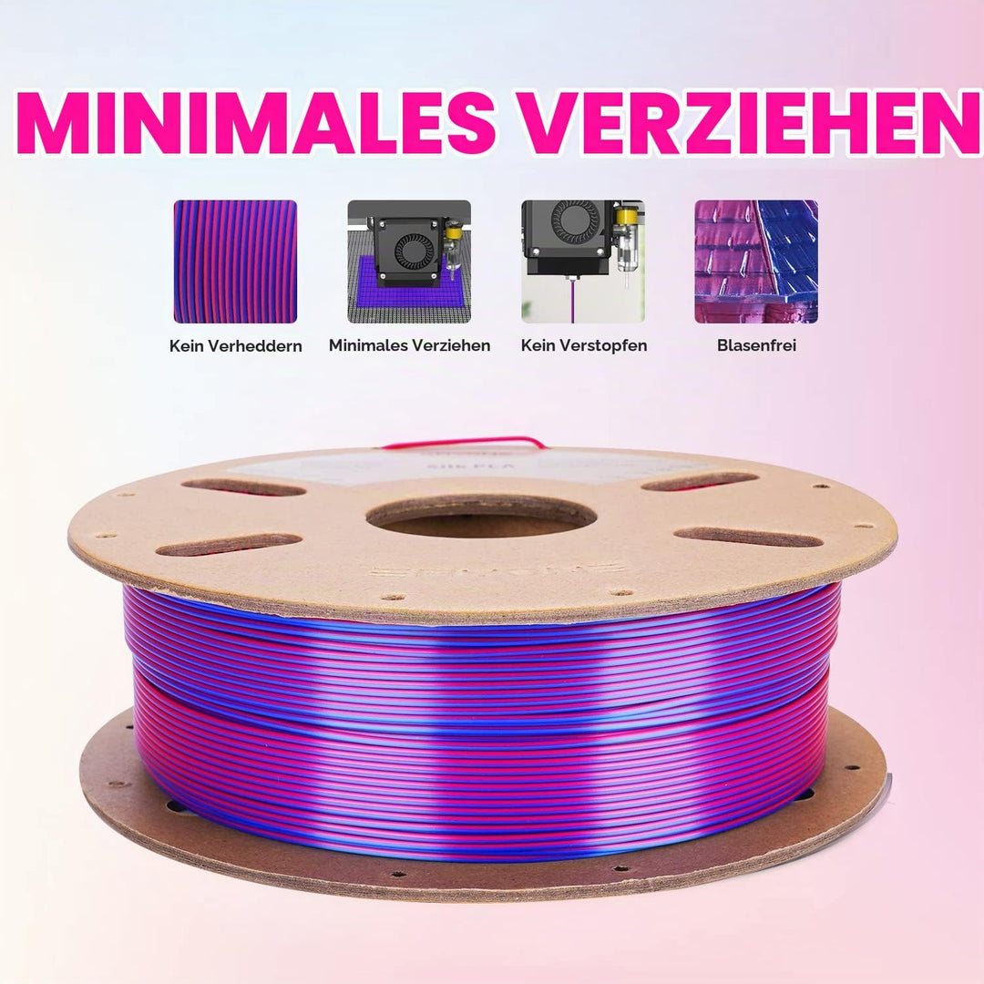 ERYONE Dual Zweifarbig PLA Filament 1.75mm, 3D Drucker Filament 1kg Spule +/- 0,02 mm, Rote und Blau