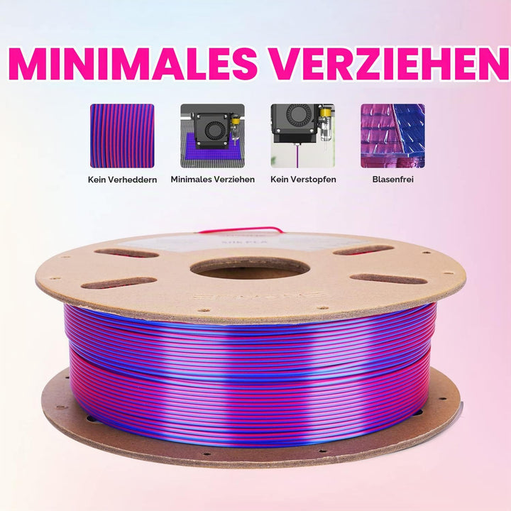 ERYONE Dual Zweifarbig PLA Filament 1.75mm, 3D Drucker Filament 1kg Spule +/- 0,02 mm, Rote und Blau