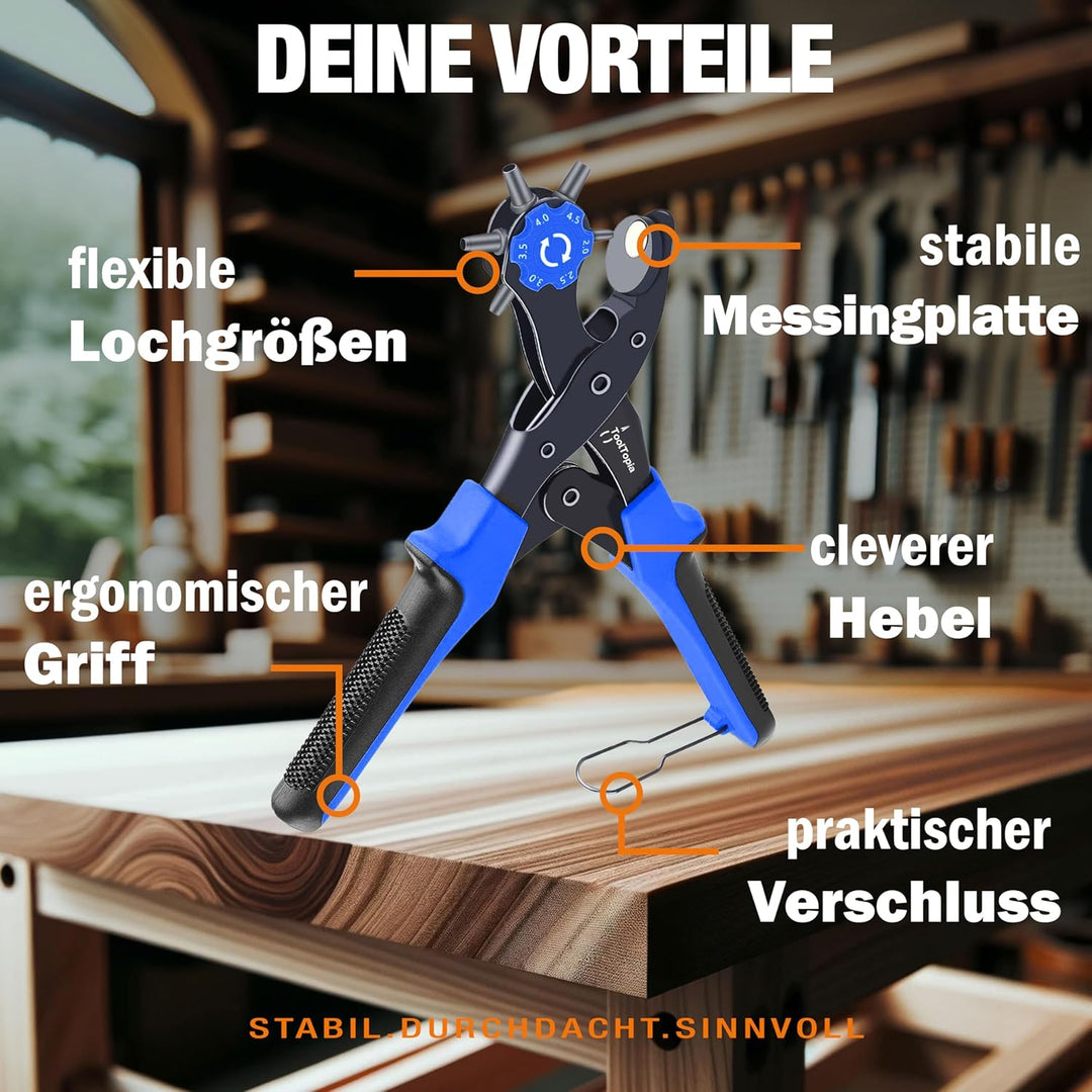 Lochzange für Leder [KOMPLETTSET], Locheisen | Lochstanzer als Leder Werkzeug, Lochzange Papier, Gür