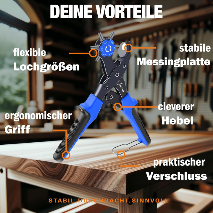Lochzange für Leder [KOMPLETTSET], Locheisen | Lochstanzer als Leder Werkzeug, Lochzange Papier, Gür