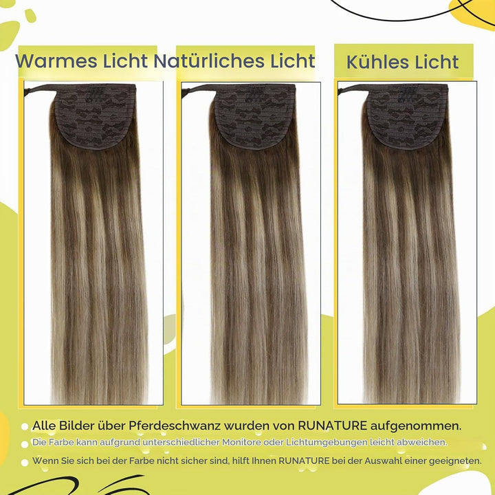 RUNATURE Echthaar Zopf Echte Haare Ponytail Extensions Echthaar Haar Pferdeschwanz Extensions Echtha