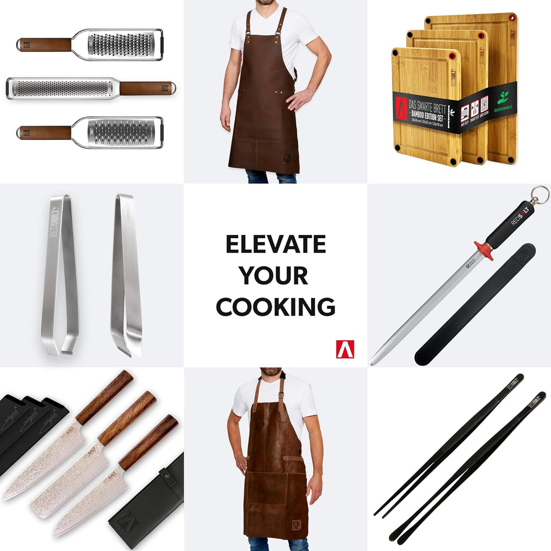 REDSALT® Premium Lederschürze 100% Büffel Leder 84x62cm Crossback braun | Profi BBQ Grillschürze | A