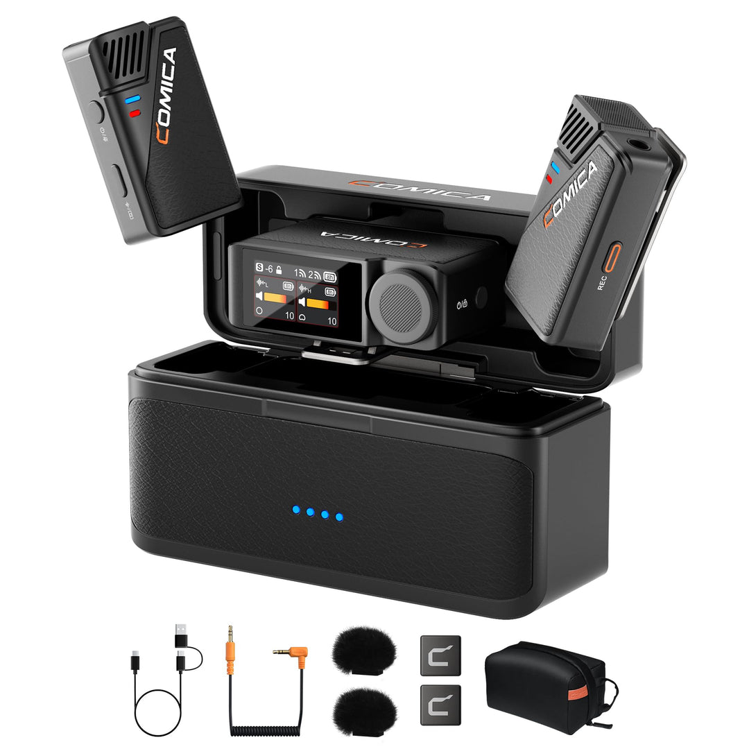 COMICA BooMax Kabelloses Lavalier Mikrofon, Dual Ansteckmikrofon für iPhone/Android/Kamera/PC, 48 kH