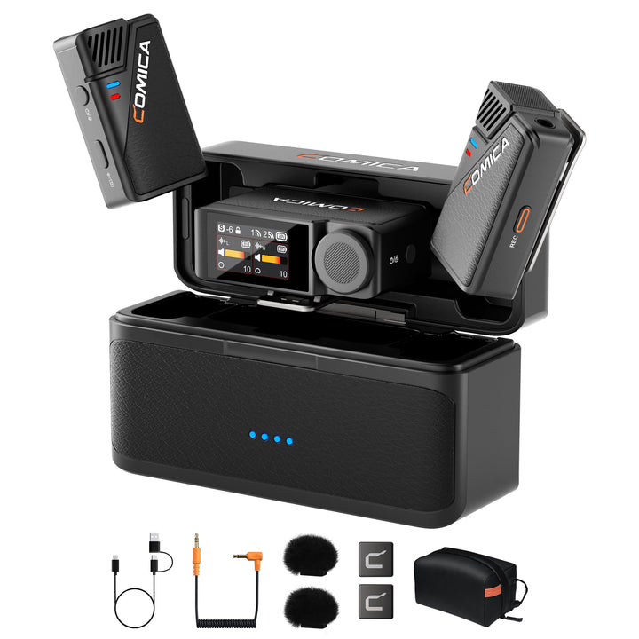 COMICA BooMax Kabelloses Lavalier Mikrofon, Dual Ansteckmikrofon für iPhone/Android/Kamera/PC, 48 kH