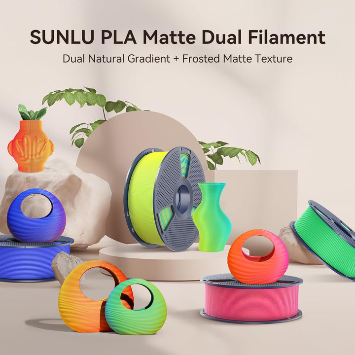 SUNLU 2KG Bündel Zweifarbiges Matte PLA Filament 1.75mm, Matte 3D Drucker Filament PLA mit 2 Farben