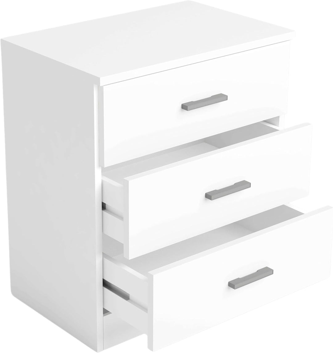Miroytengo Nachttisch, Nachttisch, Aufbewahrungsmöbel mit 3 Schubladen, Couple, Schlafzimmer, Mattwe