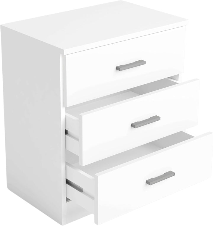 Miroytengo Nachttisch, Nachttisch, Aufbewahrungsmöbel mit 3 Schubladen, Couple, Schlafzimmer, Mattwe