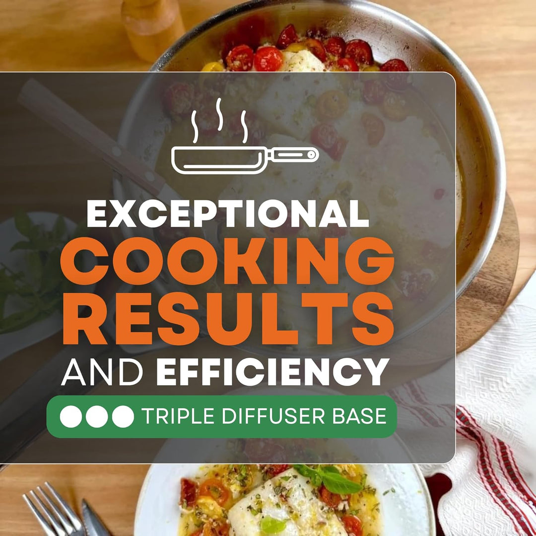 BRA Signature | Set mit 3 Bratpfannen 20-24-26, professioneller Edelstahl 18/10 ohne Antihaftbeschic