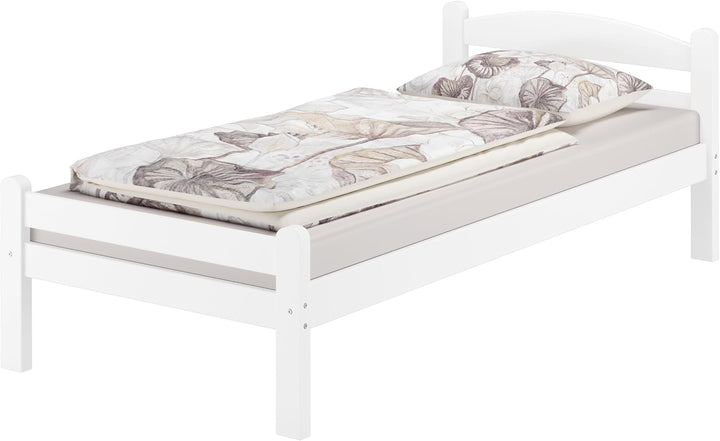 Erst-Holz Weisses Einzelbett Buche massiv 80x200 Bettgestell und wählbare Ausstattung V-60.45-08W, A