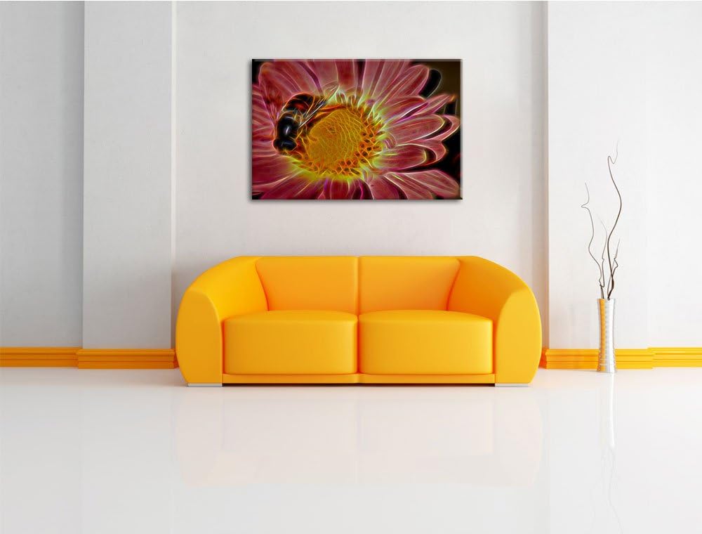 Biene auf Margarete Deluxe Format: 100x70 cm auf Leinwand, XXL riesige Bilder fertig gerahmt mit Kei