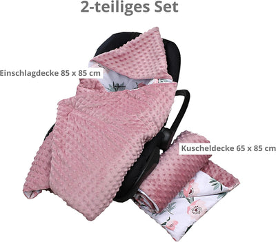 TupTam 2er Set Baby Decken Einschlagdecke 85x85 cm für Autositz Babyschale Babydecke Wiegendecke Min