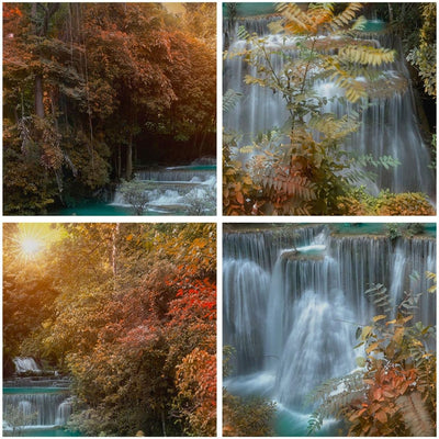 ARTTOR Bilder auf Leinwand 100x70cm Leinwandbild Park Wasserfall Wasser Gross Wanddeko Bild Schlafzi