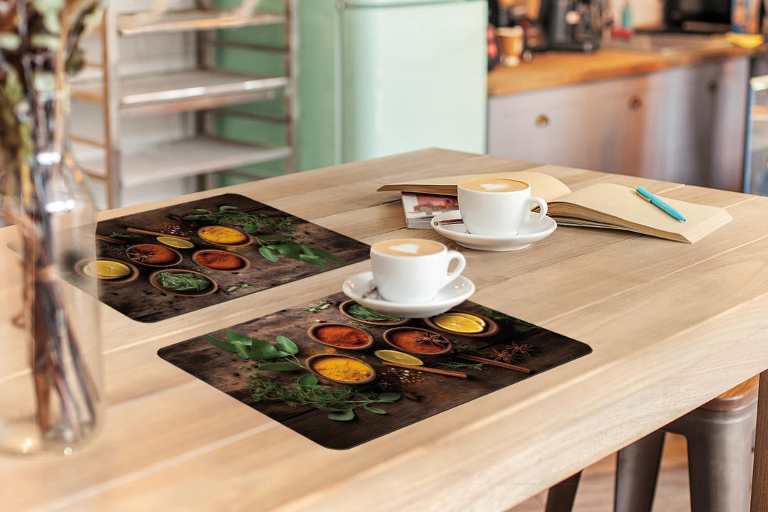 KitchenYeah© Platzsets Abwaschbar 6-Teilig 45x30 cm Tischsets Platzdeckchen rutschfeste Platzset Unt