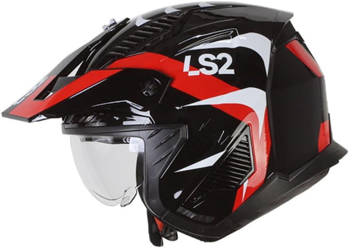 LS2, Jet modularhelme motorrad DRIFTER Triality Red 2206, M M Red black, M Red black