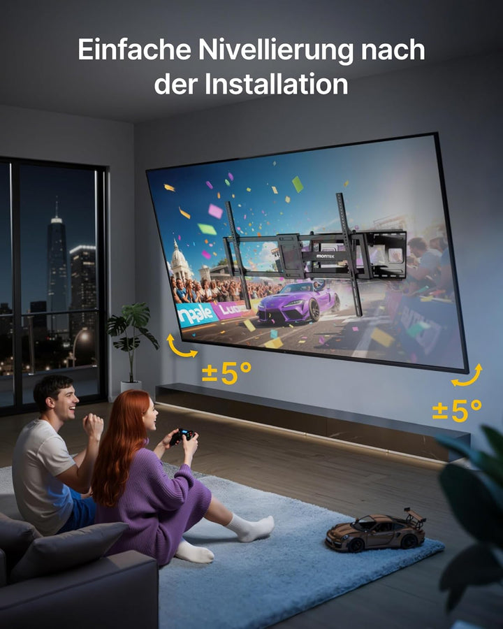 monTEK Heavy-Duty XXL vollbewegliche TV Wandhalterung, für extra grosse 60–120-Zoll-Fernseher – Trag