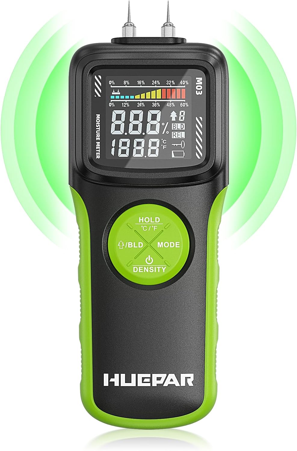 Feuchtigkeitsmessgerät, Huepar Pin & Pinless Feuchtigkeitsmesser Detector für Holz oder Baustoff, Fe