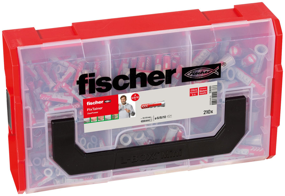 fischer FIXtainer - Dübelbox mit DUOPOWER Universaldübel Sortiment - Für zahlreiche Baustoffe und vi
