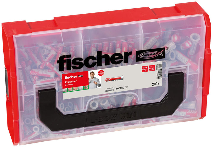 fischer FIXtainer - Dübelbox mit DUOPOWER Universaldübel Sortiment - Für zahlreiche Baustoffe und vi