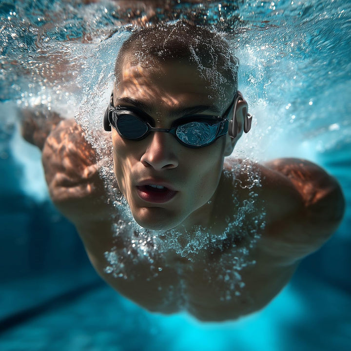 auvisio Knochenkopfhörer: Wasserdichter Knochenschall-Kopfhörer, Bluetooth 5.4, MP3, 32 GB, IP68 (Kn