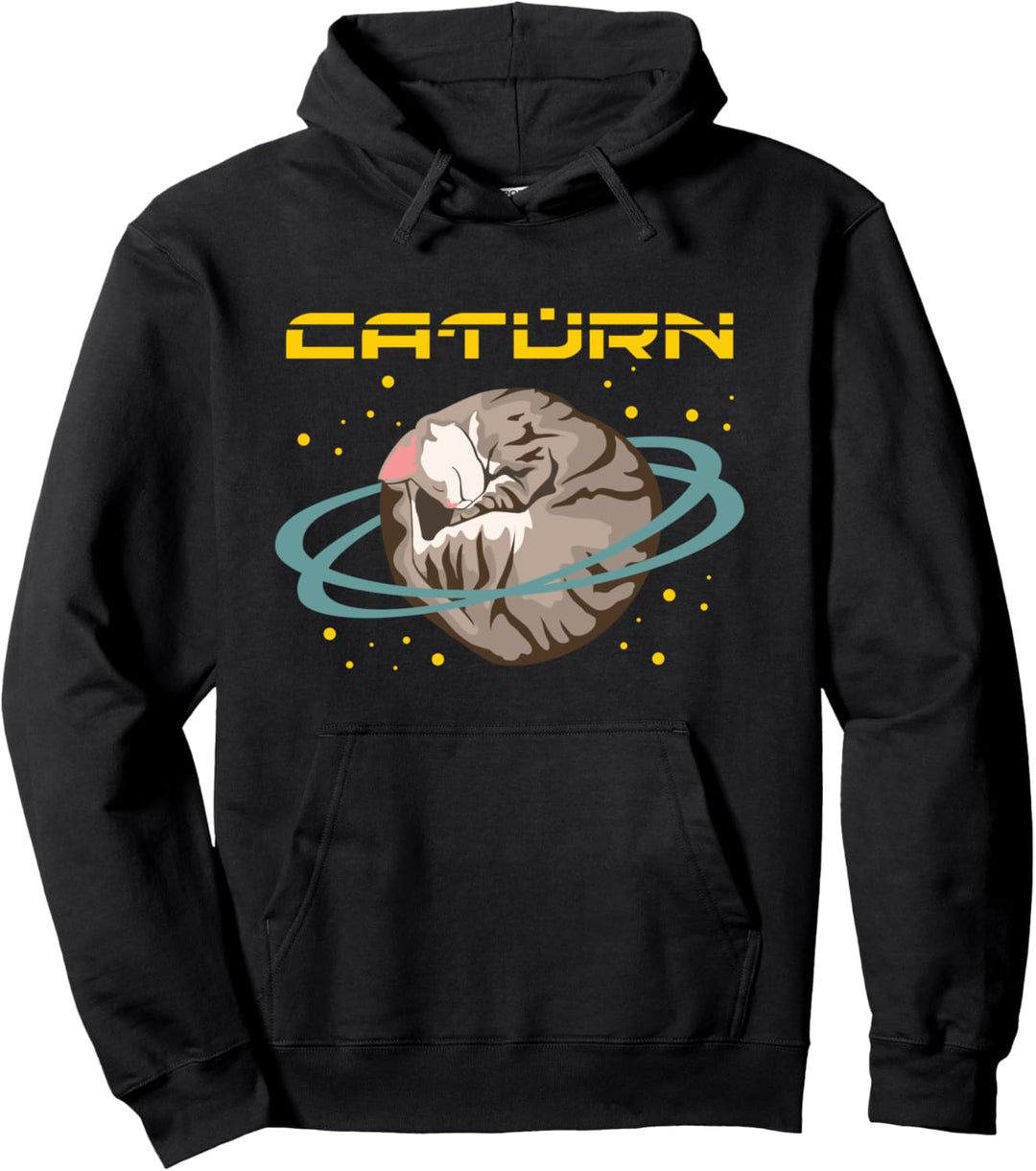 Caturn Cat in Space Planet Saturn Kätzchen Astronomie Wissenschaft Pullover Hoodie