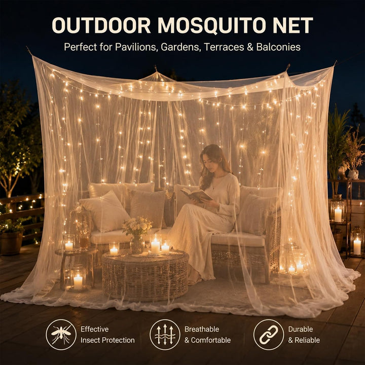 Moskitonetz Bett mit 1 Tür, Moskitonetz Camping Extra gross, Mückennetz Bett Geeignet für Pavillons,