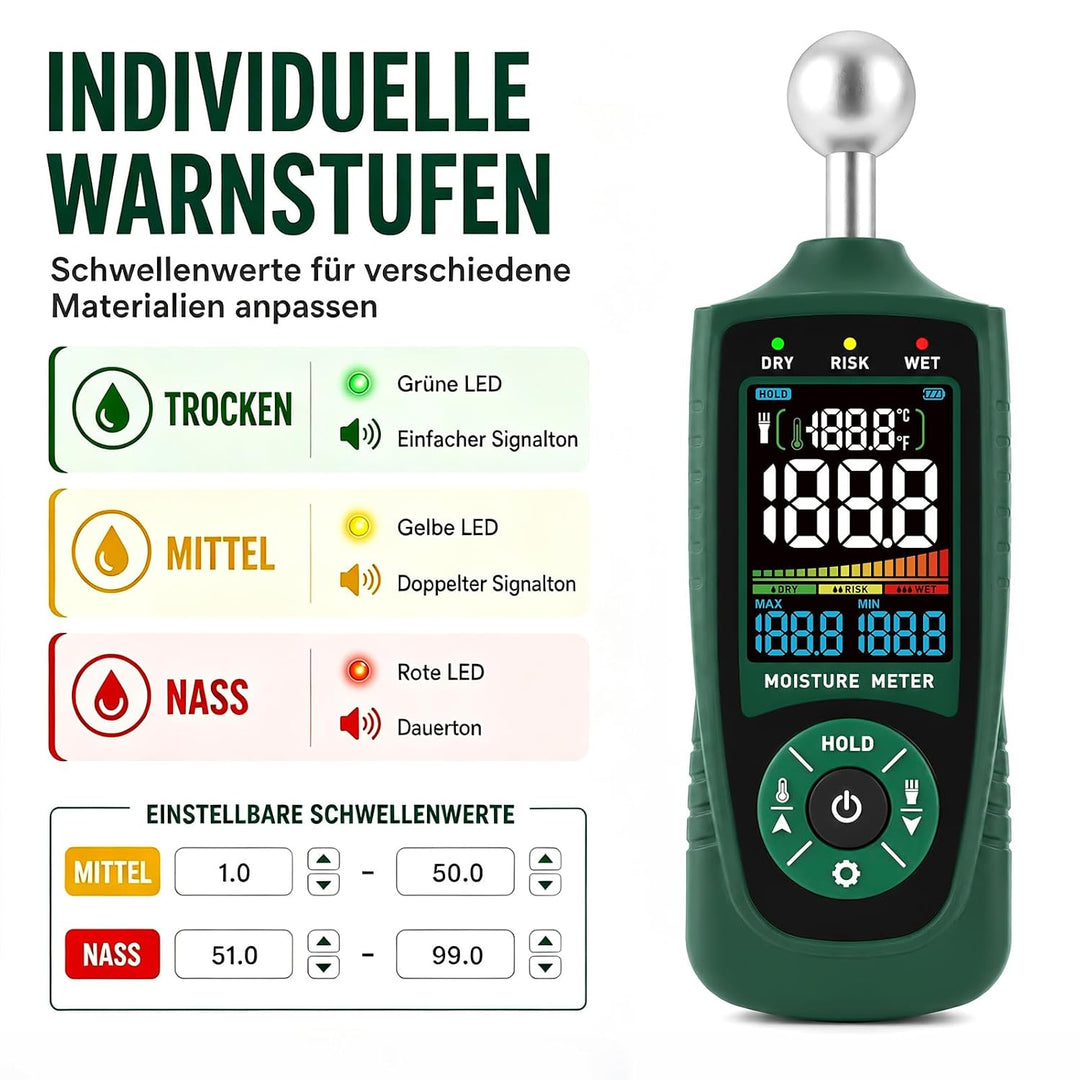 VORKIN Feuchtigkeitsmessgerät Wand mit Kugelsensor für zerstörungsfreie Bereichsscans,Feuchtigkeitsm
