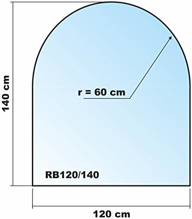 Rundbogen 120x140cm - XXL Funkenschutzplatte Klarglas Kaminbodenplatte Glasplatte Kaminofenunterlage