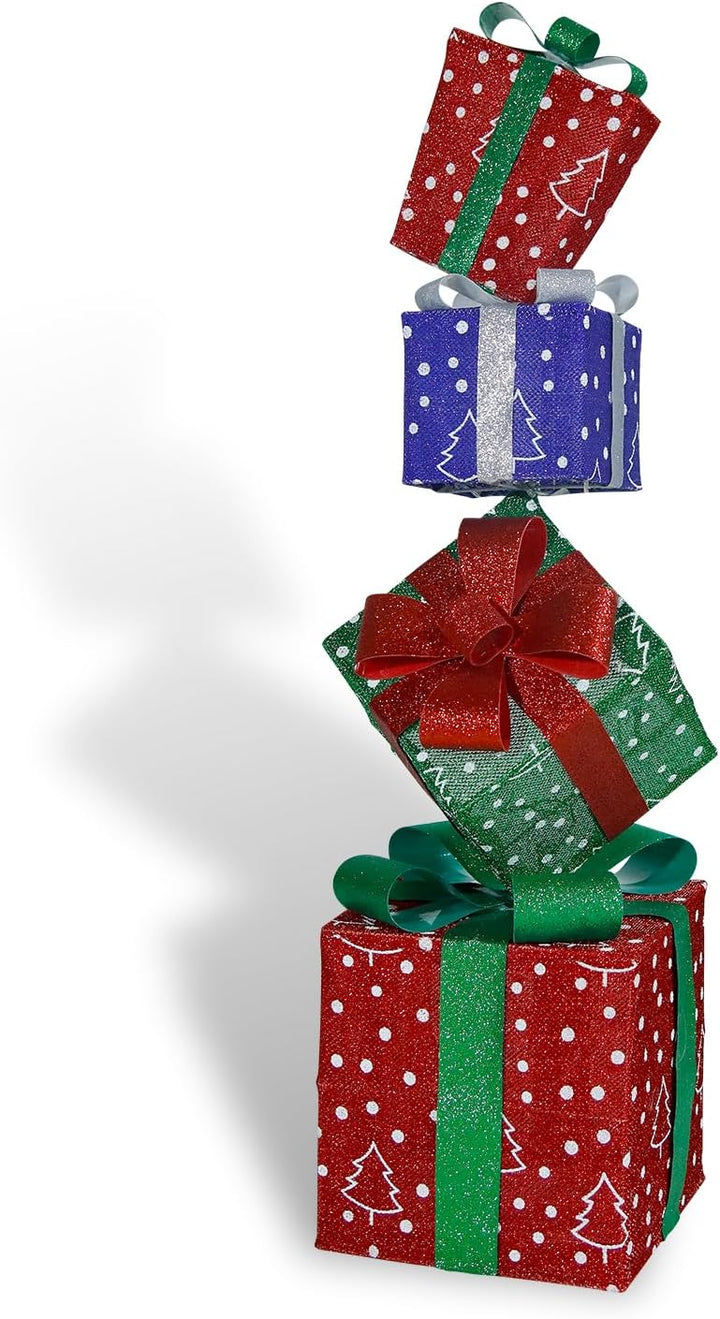 CCLIFE LED Geschenkbox 4er Set Weihnachten Weihnachtenbox Beleuchtete Lichterkette batteriebetrieb W