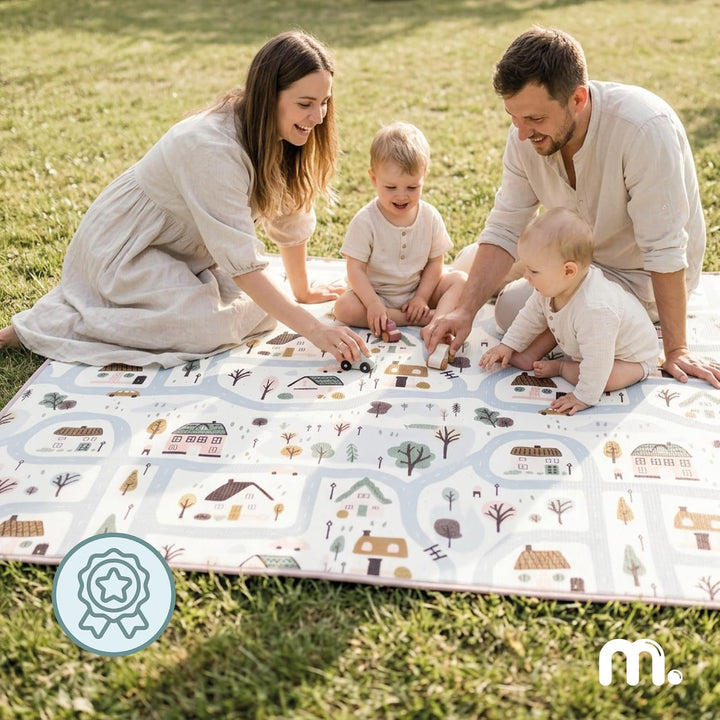 Mamabrum XPE Spielmatte für Babys und Kinder 180 x 150 cm, Doppelseitig, 1,5 cm Beżowy, Beżowy