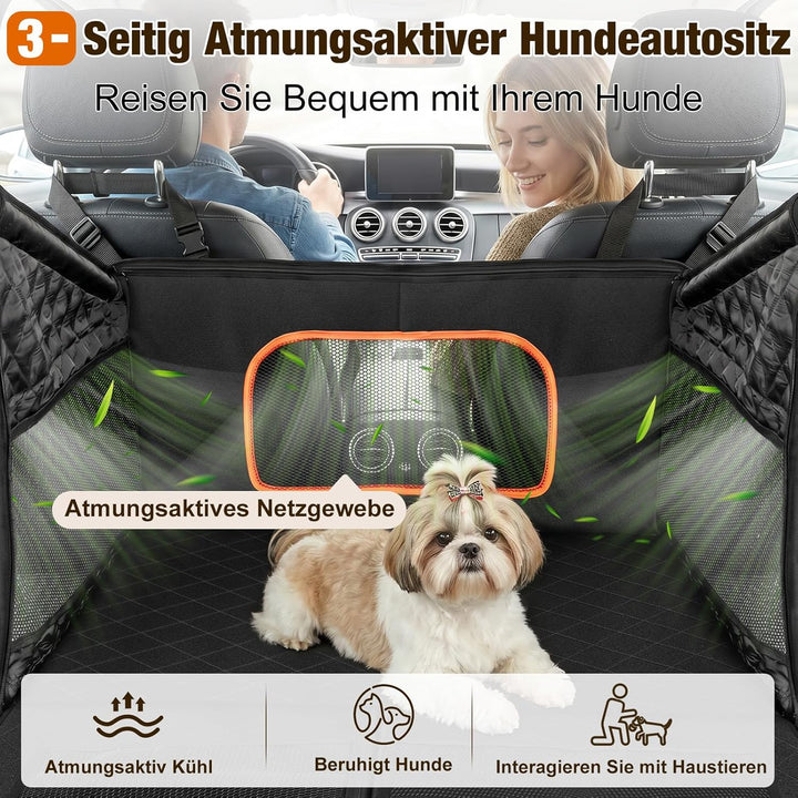 X XBEN Extra Stabiler Hunde Autositz, 50% Mehr Platz Hundesitz Auto Rückbank mit 3 Mesh-Fenstern, Ho